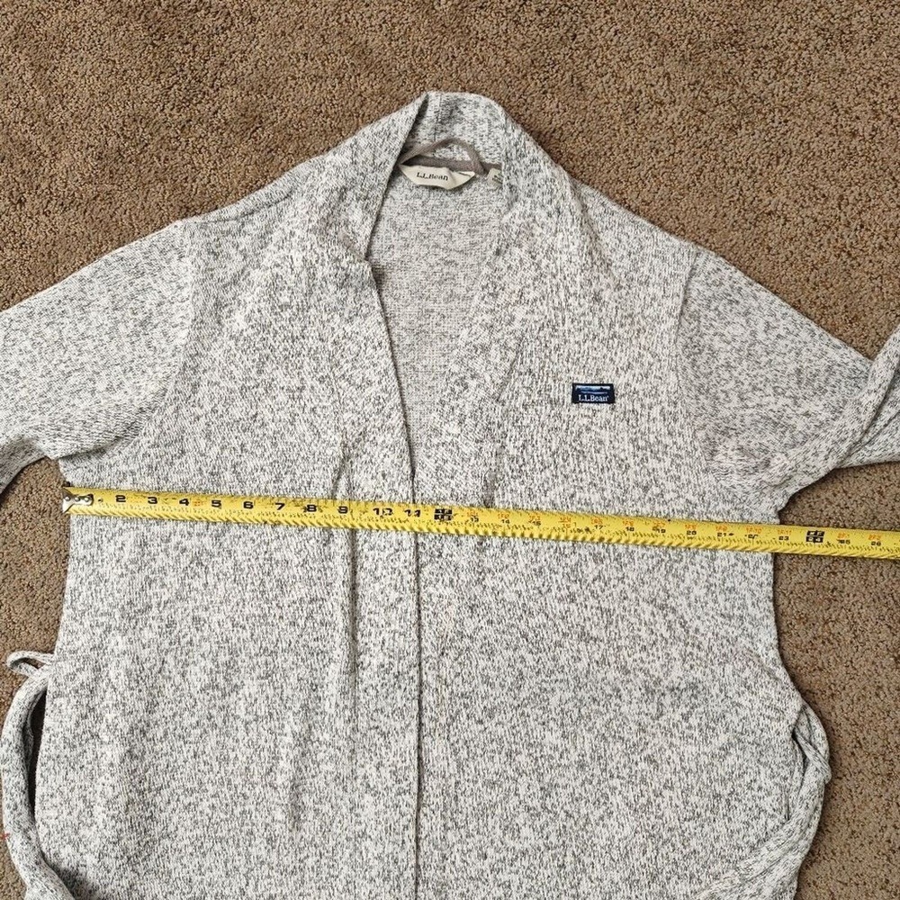 LL Bean Womens Gray Marled Sweater Fleece Robe 507457 Small Regular Tie Waist - Picture 14 of 15